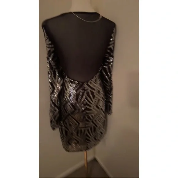 NWT Black Sequin Embellished Dress 6 - Picture 7 of 8
